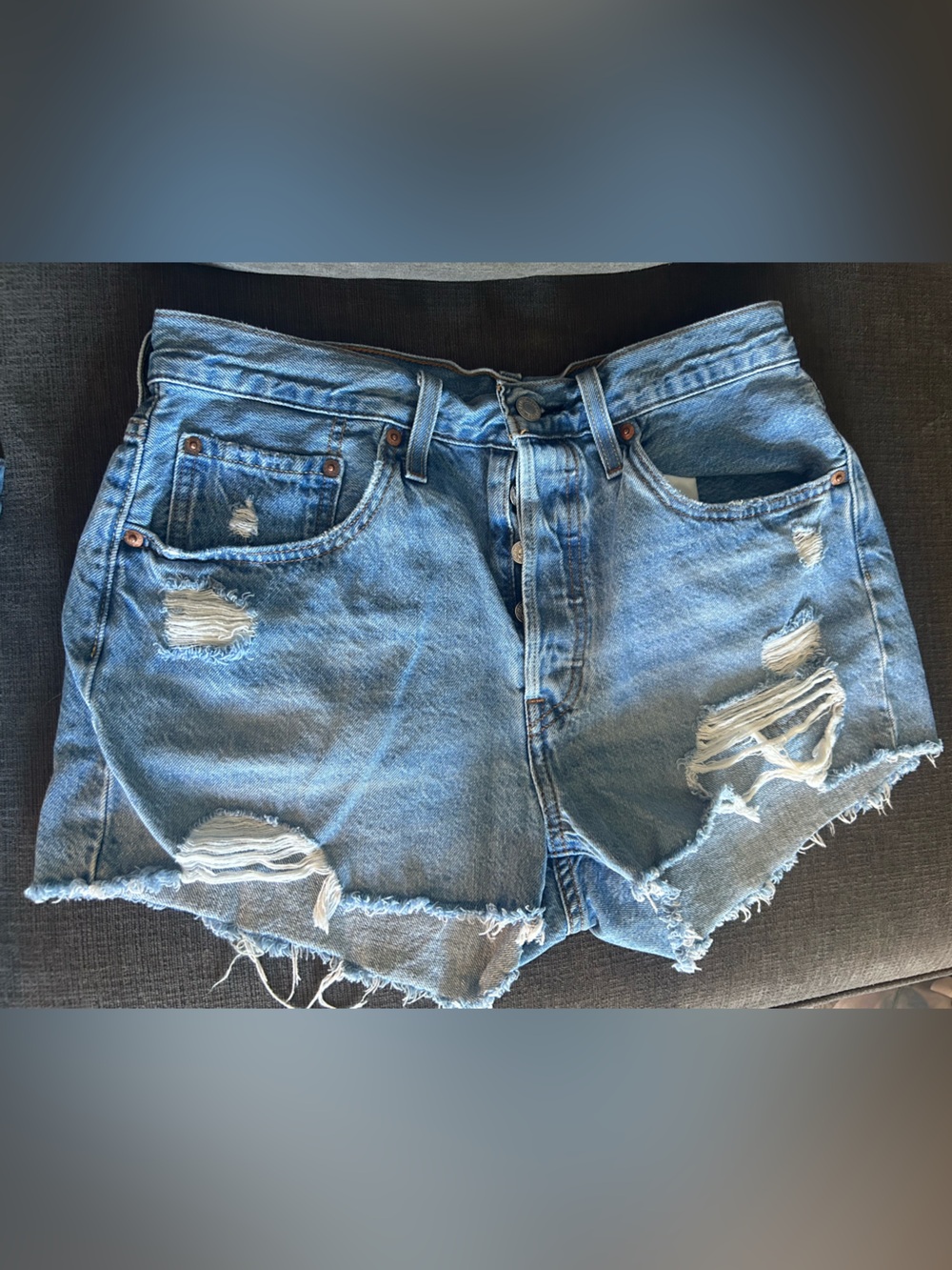 Levi's Light Blue Distressed Jean Shorts